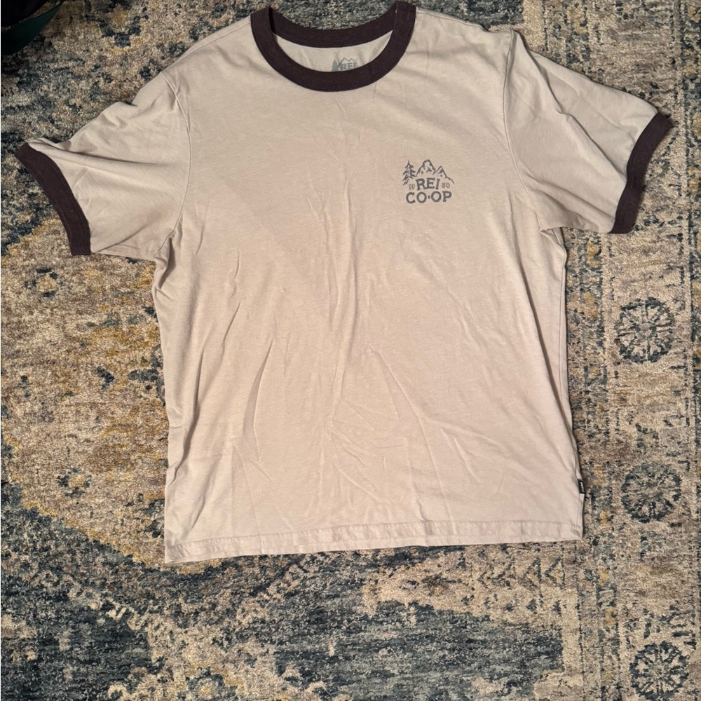 REI Co-op Tan and Brown Men's Short Sleeve Tee